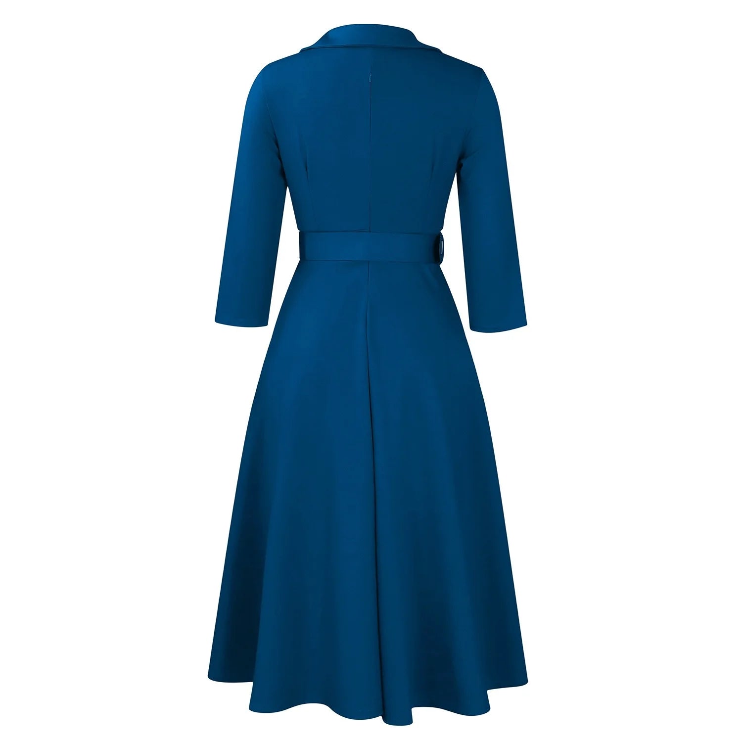 Fashion Office Dresses for Women Turn Down Collar V Neck Belt Waisted Pleated Mid Calf Elegant African Business Work Dress Cloth