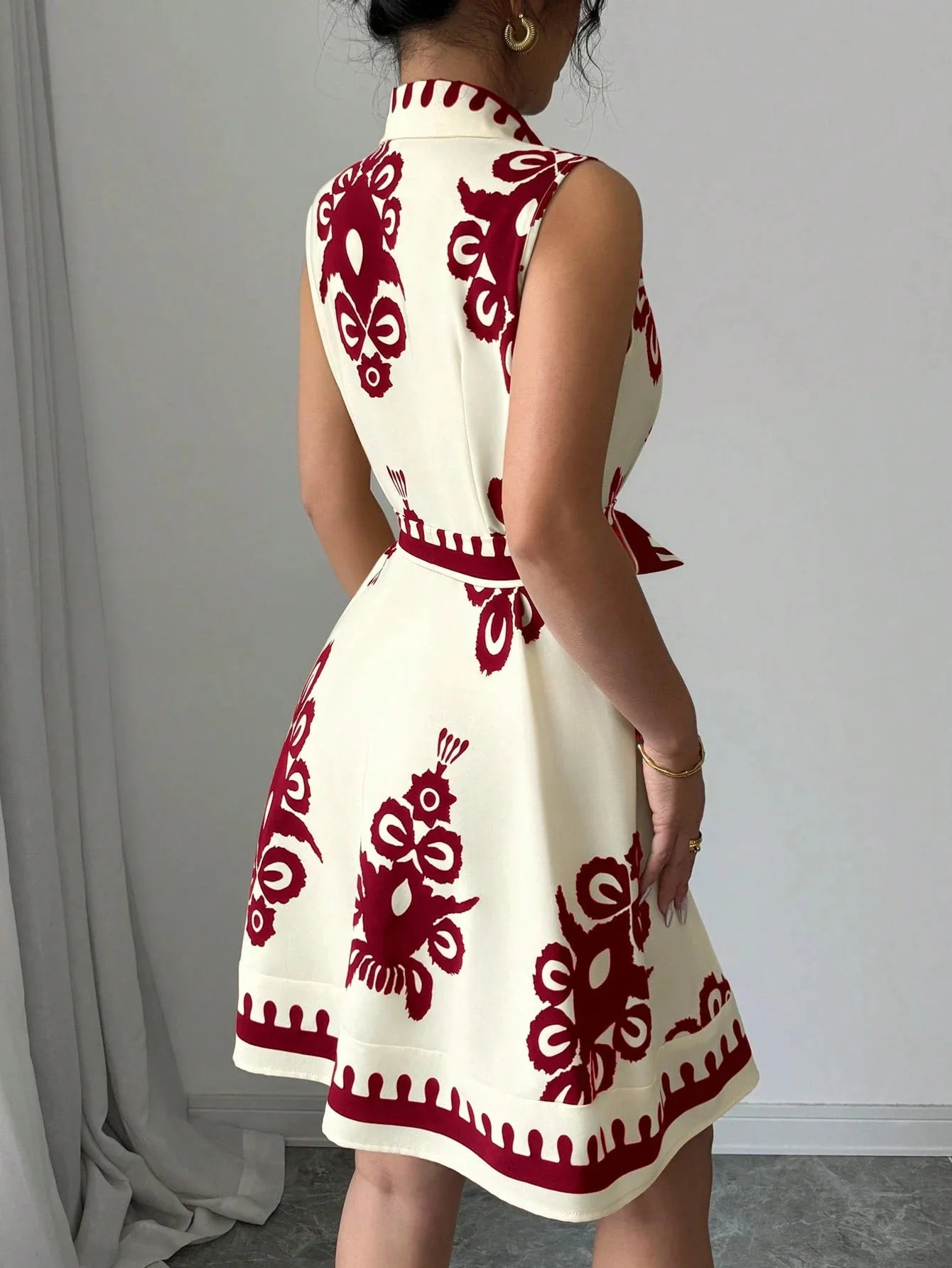 Elegant Summer Casual Sleeveless, Turn-Down Collar Dress for Women Perfect for Office & Holidays