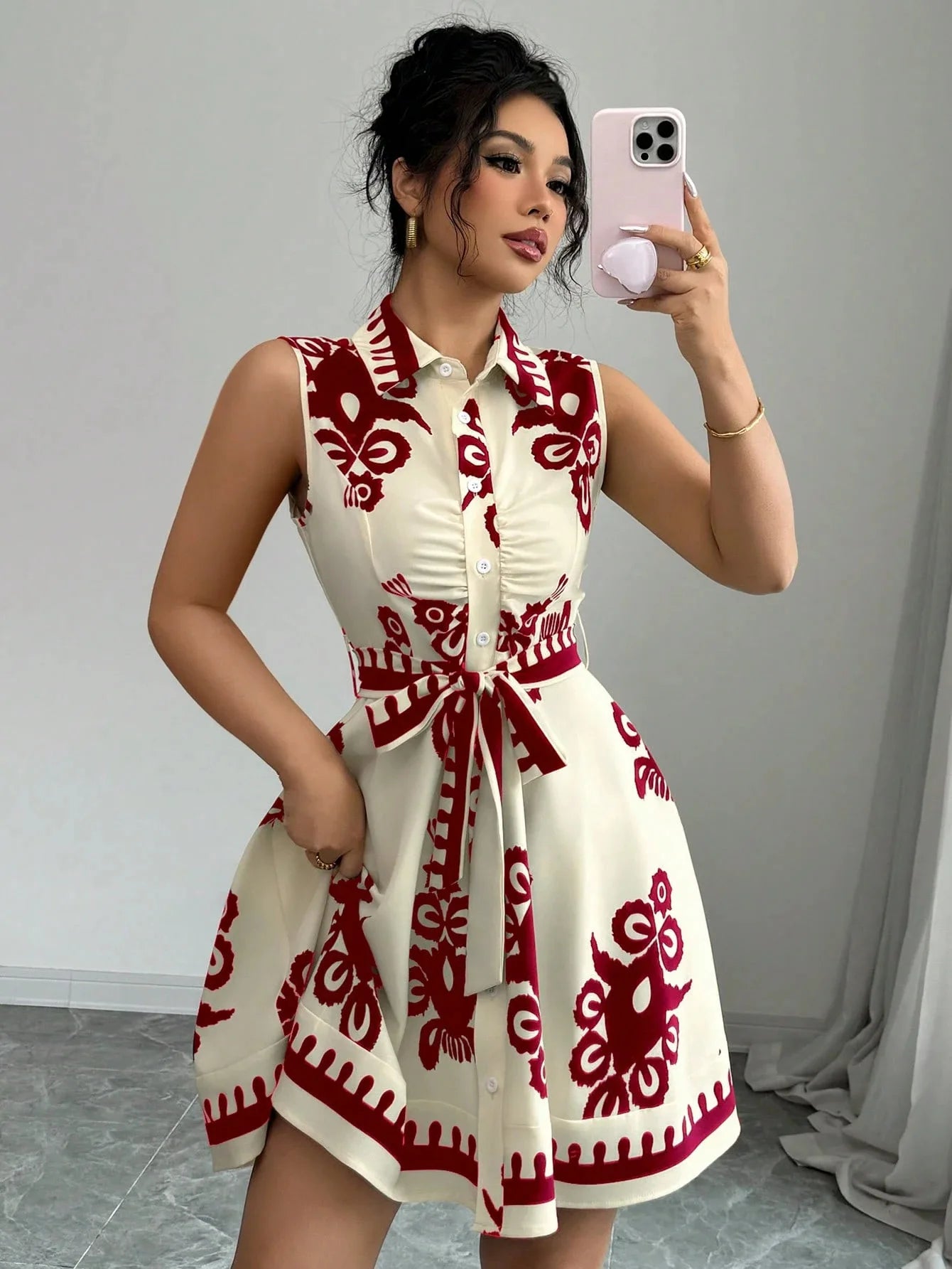 Elegant Summer Casual Sleeveless, Turn-Down Collar Dress for Women Perfect for Office & Holidays
