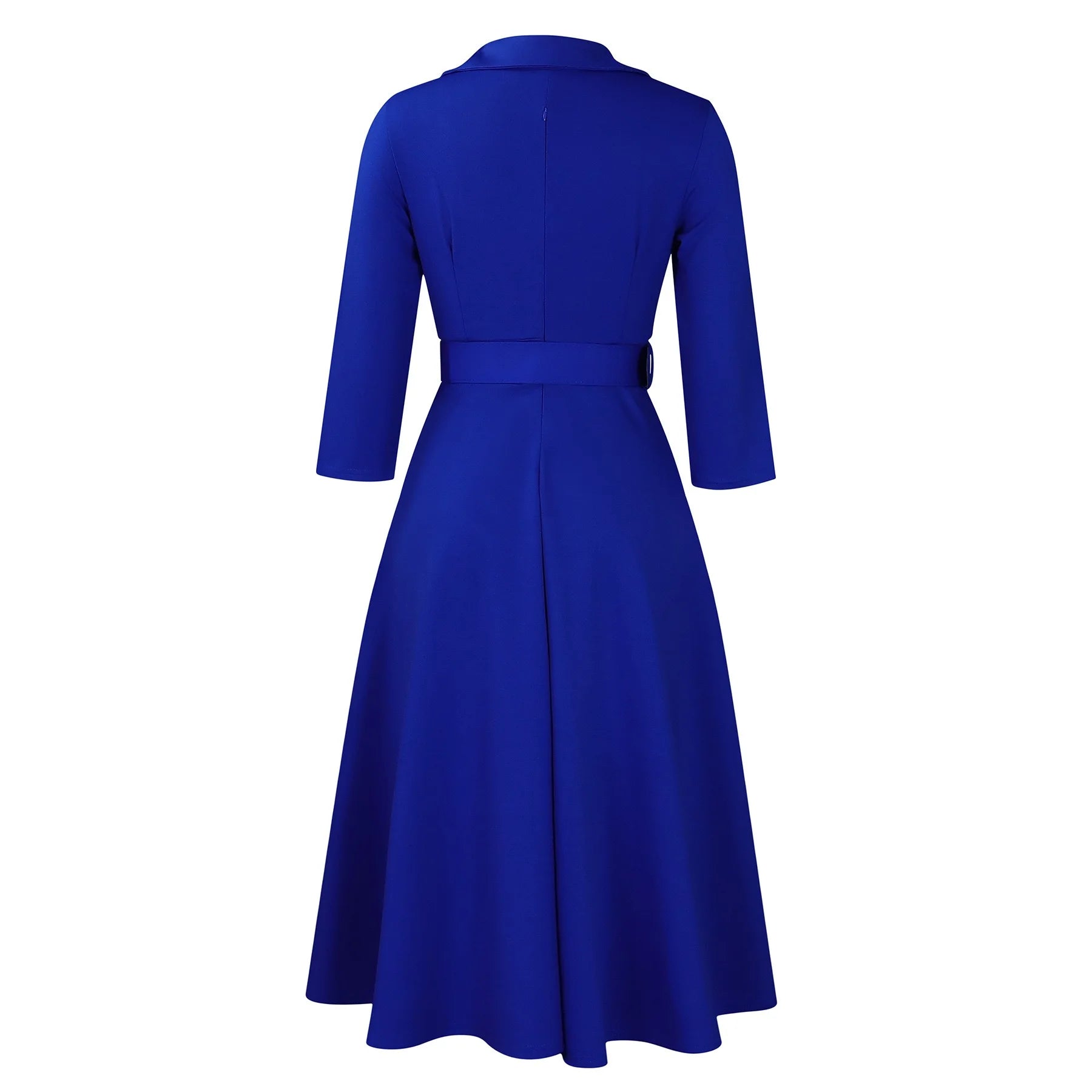 Fashion Office Dresses for Women Turn Down Collar V Neck Belt Waisted Pleated Mid Calf Elegant African Business Work Dress Cloth