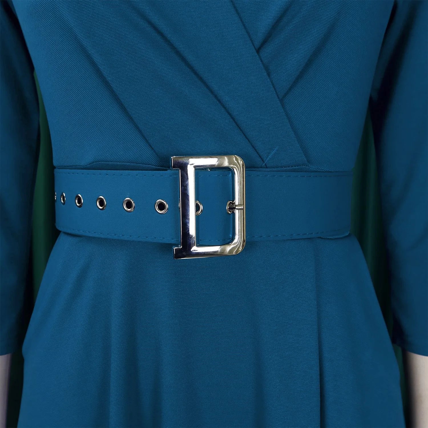 Fashion Office Dresses for Women Turn Down Collar V Neck Belt Waisted Pleated Mid Calf Elegant African Business Work Dress Cloth