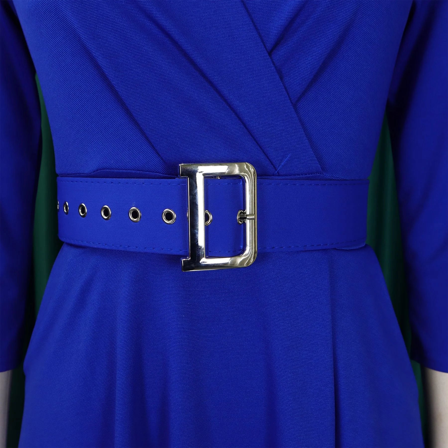 Fashion Office Dresses for Women Turn Down Collar V Neck Belt Waisted Pleated Mid Calf Elegant African Business Work Dress Cloth