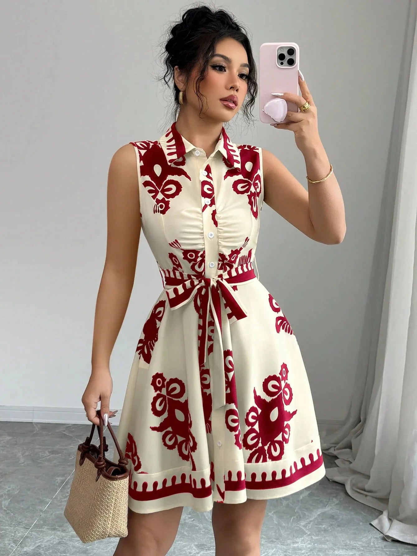 Elegant Summer Casual Sleeveless, Turn-Down Collar Dress for Women Perfect for Office & Holidays