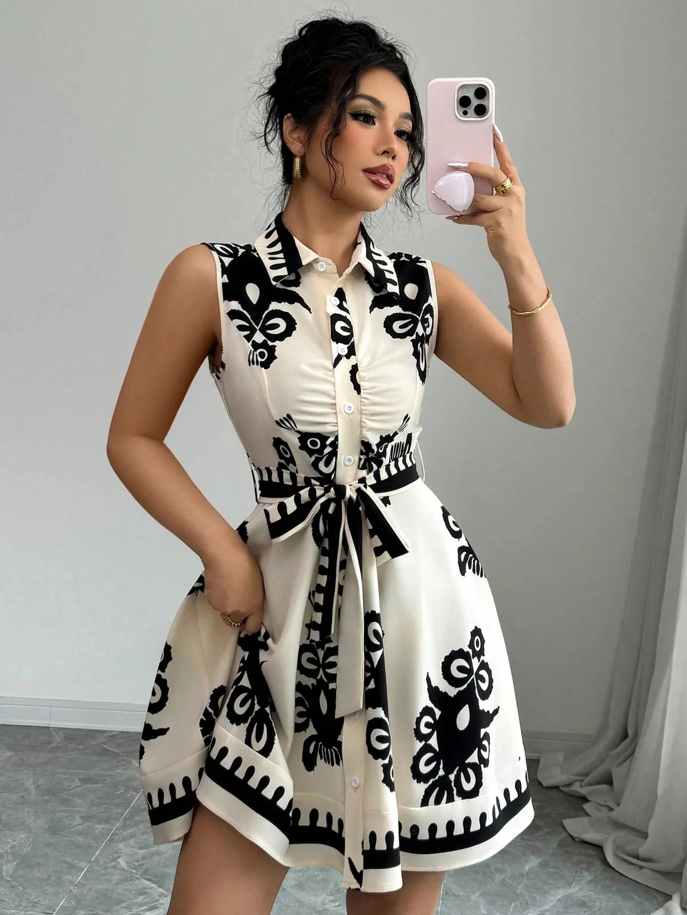 Elegant Summer Casual Sleeveless, Turn-Down Collar Dress for Women Perfect for Office & Holidays